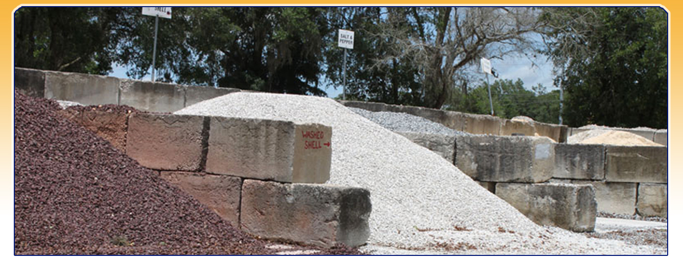 Bulk landscape materials at the West Volusia Shed Co. yard in DeLand